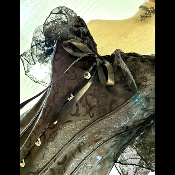 NEW !!!! L Black Lace Sleeves Corset - Picture 5 of 7